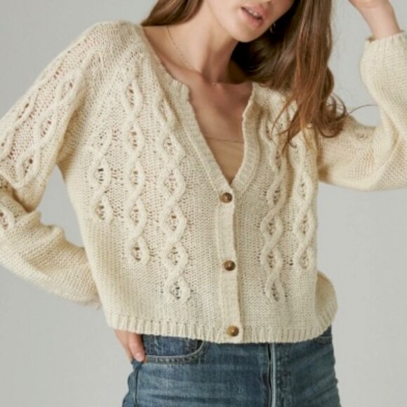 Lucky Brand Soft Cardigan -Ivory - Light Layer - L - Acrylic - VGUC - So Soft! - Picture 13 of 13